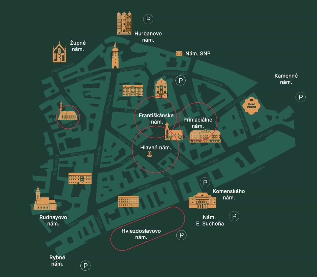 mapa mercados de navidad bratislava