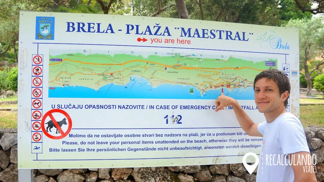playa de brela croacia mapa